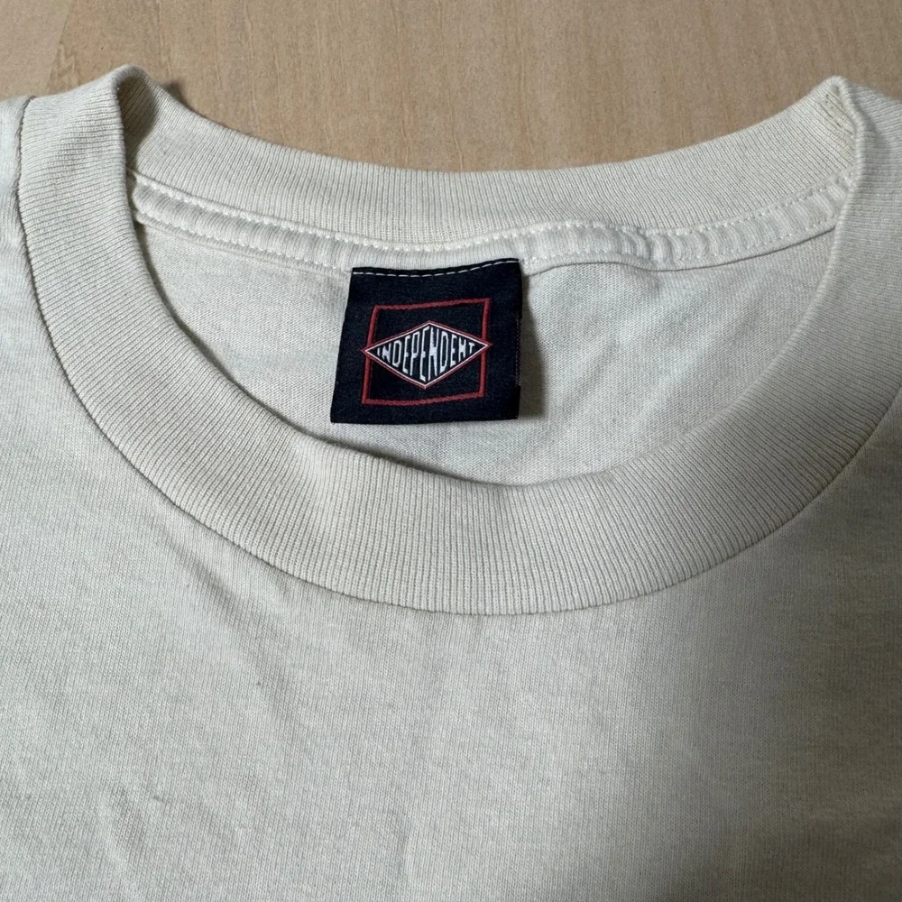 Vintage Independent T Shirt Mens Graphic Logo Skateboarding Cream Short Sleeve L - Picture 4 of 6